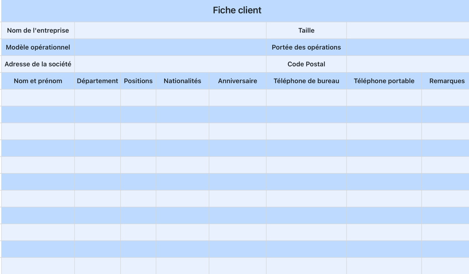 Fiche client